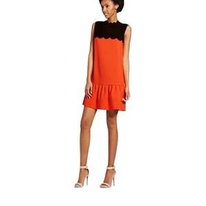 Victoria Beckham x Target Scallop Trim Ruffle Mini Dress Orange & Black Size 1X